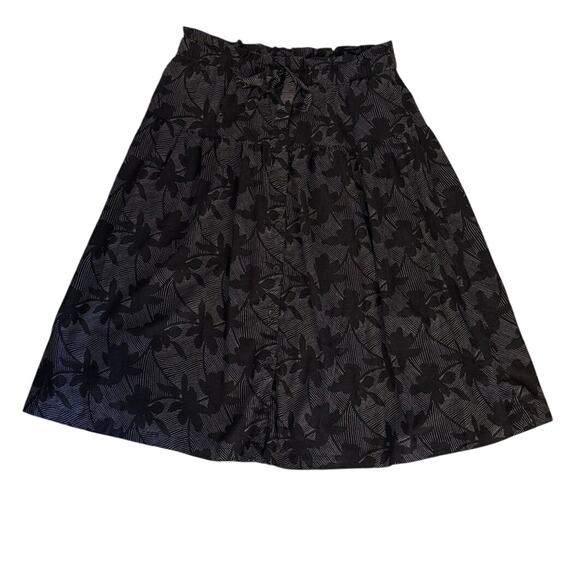Universal Thread Plus Size XXL Maxi Skirt Linen Blend Button Front Black Floral - Picture 1 of 4